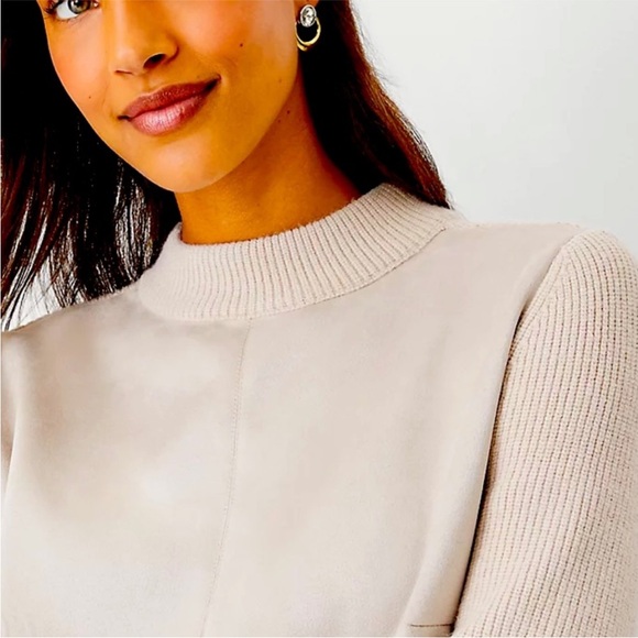NWT Ann Taylor Faux Suede Mixed Media Sweater - Picture 4 of 12